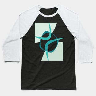 Mid Century Modern Atomic Age Abstract 27 Teal, Aqua Baseball T-Shirt